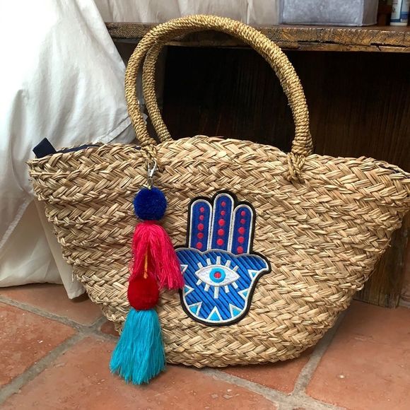 straw tote beach bag - Picture 2 of 9
